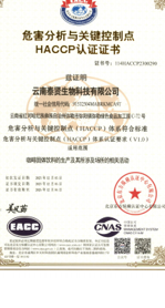 HACCP hazard analysis certificate
